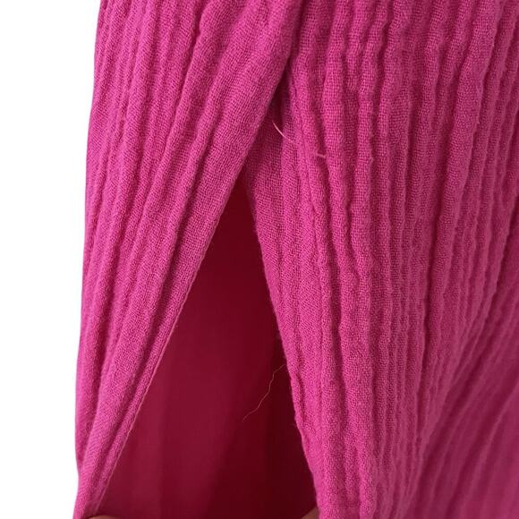 J Crew Tiered Mini Flutter Sleeve Gauze Dress Size 10 Mageneta Pink Resort Vacay - Picture 5 of 8
